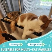 Peyela Cat Window Perch Hammock Bed Window Seat for Large Cats Indoor Sill Perch Mesh Black