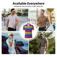 thumbnail image 4 of Kdxio Colorful Glitter Rainbow Print Men's Short Sleeve Polo Shirt,Midweight Men's Shirt, 4 of 6