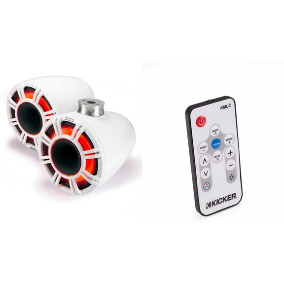 Kicker 47KMFC9W 9" White Horn-Loaded Tower Speakers with Flat-Mount Tower Adapters ( Includes LED Remote )