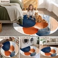 thumbnail image 5 of Round Rugs 6Ft, Navy Blue Burnt Orange Round Area Rug Washable Indoor Throw Carpet, Artwork Vintage Geometric Soft Non Slip Circle Rug for Office Cabinet Home Decor Aesthetic, 5 of 8