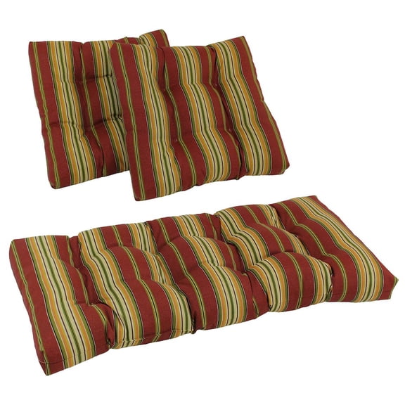 Blazing Needles Squared Patterned Spun Polyester Tufted Settee Cushions (Set of 3)