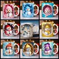 thumbnail image 2 of Tazas de café navideñas, tazas navideñas de cerámica de 11 oz con forma de muñeco de nieve y asa, taza de café navideña de invierno, juego de tazas de Feliz Navidad para adultos, mujeres y hombres, 2 of 8