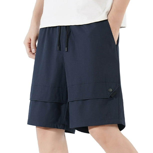 Pantalones cortos casuales de color liso para hombre, tejido de seda Ice, elástico en cuatro direcciones, deportes al aire libre, transpirables, M-XXXXL