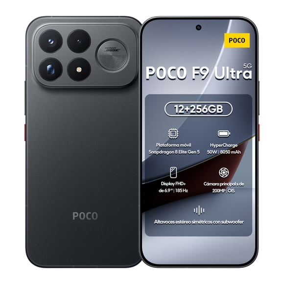 Smartphone Xiaomi POCO F9 Ultra 5G 256GB 12GB RAM 6.9" 185Hz  8050mAh 100W Snapdragon 8 Elite Gen 5 Dual SIM Android 16 - Negro