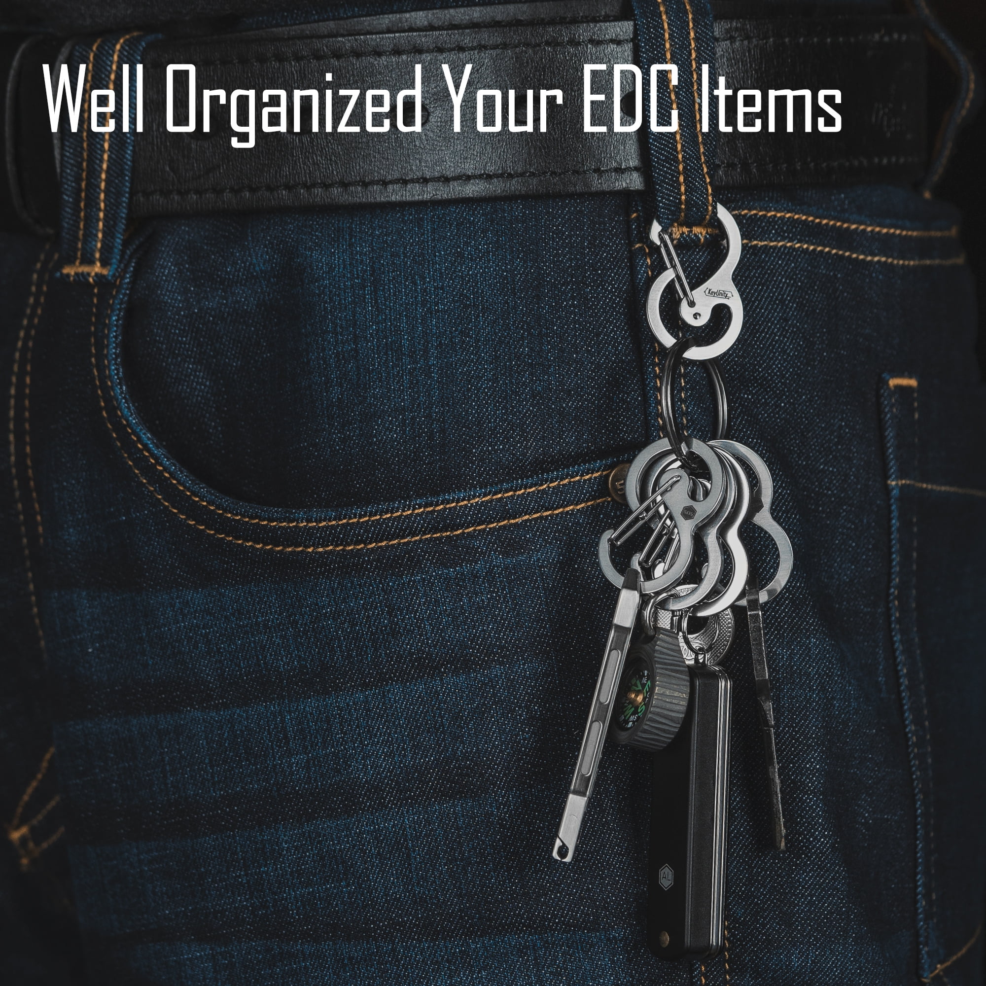 Key Unity Key Chain, KS05 Stainless Steel Carabiner Sets Mini Clips for Keys, Flashlight and Whistles