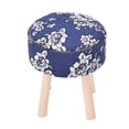 thumbnail image 1 of Accesorios para casa de muñecas 1:12, muebles en miniatura para casa de muñecas, taburete de madera y tela de cuatro patas (azul oscuro), 1 of 9