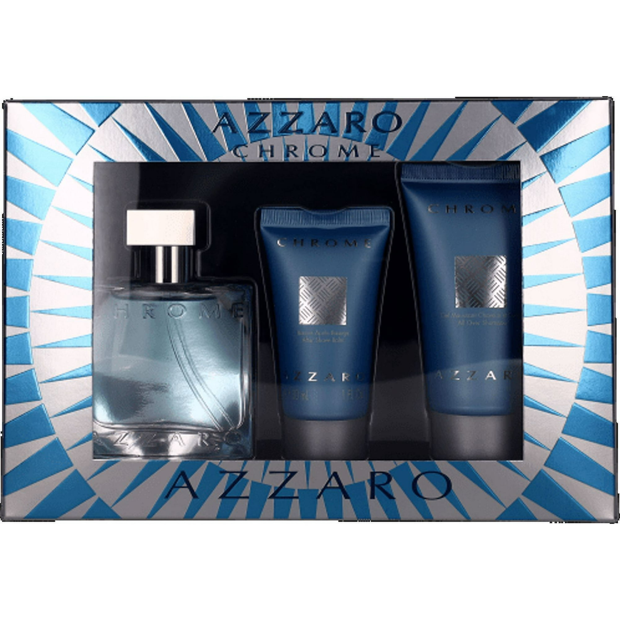 Chrome By Azzaro For Men Set: Eau De Toilette + After Shave Balm +
