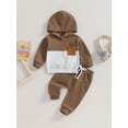 thumbnail image 2 of Arvbitana Toddler Baby Boys Pants Set Long Sleeve Contrast Color Pullover Hoodie + Elastic Waist Sweatpants 2Pcs Fall Outfits Infant Casual Daily Clothes 0-3 Years, 2 of 8