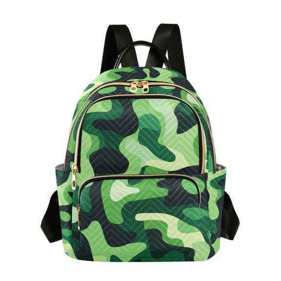 FORMRS Mini Backpack Purse for Women Travel Daypack Casual Shoulder Bag, Green Camouflage Pattern