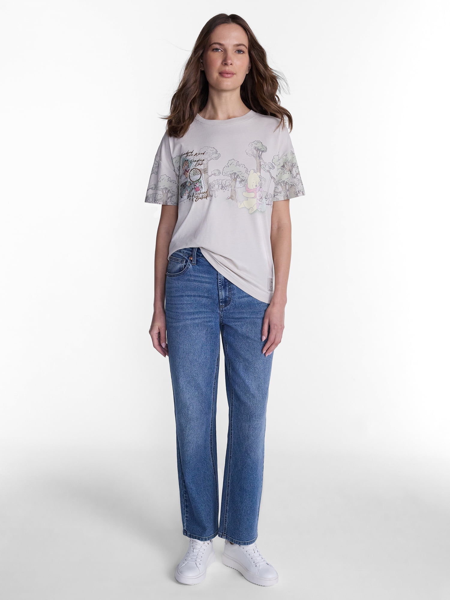 Winnie the Pooh Women's Printed Embroidered Tee with Short Sleeves, Sizes XXS-4X