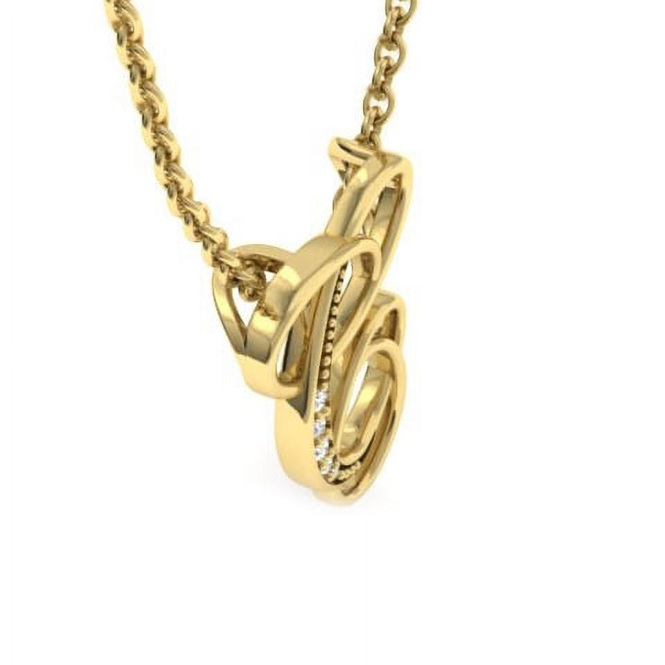 SuperJeweler C Initial Necklace In Yellow Gold With 5 Diamonds, Serif Style, With Free 18 Inch Cable Chain, For Women
