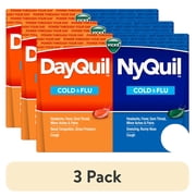 (3 pack) Vicks DayQuil and NyQuil Cold and Flu Liquicaps, Cold and Flu Medicine for Adults, 24 Count