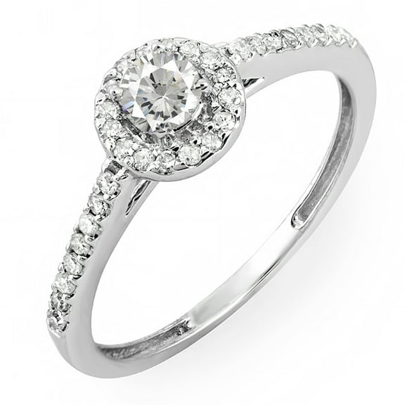 Dazzlingrock Collection 0.50 Carat (ctw) 18k Round Cut Diamond Ladies Engagement Bridal Halo Ring 1/2 CT, White Gold, Size 5