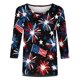 thumbnail image 4 of Fiudx Liquidación de Ofertas Flash Moda Mujer Impresión Cuello Redondo Manga 3/4 Camiseta Pulóver Blusa Superior, 4 of 4