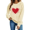 thumbnail image 5 of Valentines Day Sweatshirts Women Cute Heart Valentine Sweater Tops Casual Funny Graphic Long Sleeve Shirts Pullover, S Beige, 5 of 6