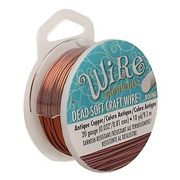 The Beadsmith Wire Elements Craft Wire - Tarnish Resistant, Soft Temper, Round, Antique Copper Color – 0.81mm, 20 Gauge, 10 Yard Spool – Jewelry Making, Wire Wrapping, Floral, & Other DIY Crafts