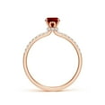 thumbnail image 2 of ANGARA Lab Grown 1 Ct Oval Ruby Hidden Halo Engagement Ring for Women in 14K Rose Gold (Size-7x5mm) | July Birthstone, Birthday, Anniversary, Jewelry Gift for Women | Lab-Grown Ruby Ring, 2 of 8
