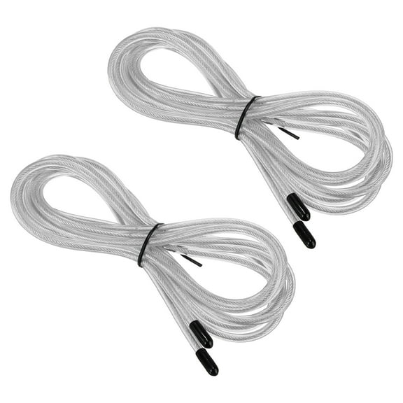 Uxcell 10Ft Speed Jump Rope Replacement Cable 4.5mm Professional Skipping Rope Replacement Silver Tone 2 Pack