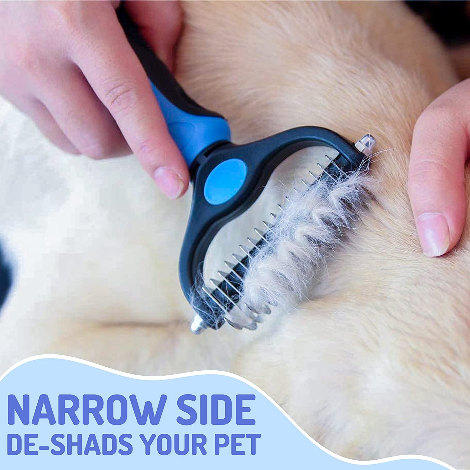 Pet Grooming Brush,Undercoat Rake for Dogs & Cats,Double-Sided Dog Deshedding Tool Removes Knot,Tangled Hair Dematting Comb for Dogs,with Pet Steel Comb