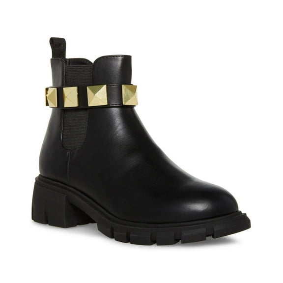 Steve Madden Sugarr Boots Girls US 3 Black Round Toe Block Heel Slip-On JOBB831