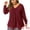 Burgundy, variant on Women's Plus Size V Neck Loose Long Sleeve Twist Knot Top 3X Dark Blue
