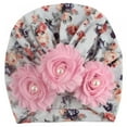 thumbnail image 1 of Aosijia Infant Hat Newborn Baby Flower Pearl Design Girls Floral Caps Soft Elastic Cap, 1 of 5