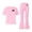 Pink, variant on Asxite Girls Summer Outfits Casual Heart Print Short Sleeve Tee Flared Pants Set 2 Piece 5-15 Y