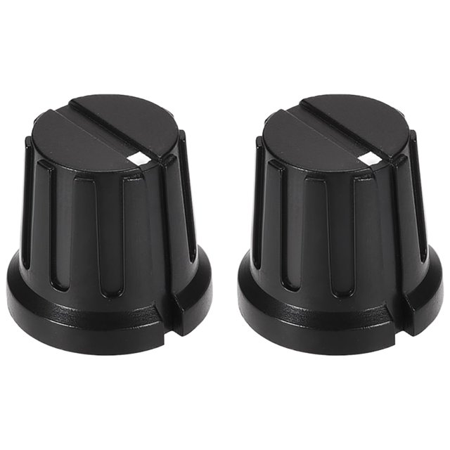 2 pcs Botones de control de volumen con tornillo, botón de reemplazo para amplificador, botones de potenciómetro negros