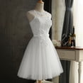 thumbnail image 2 of Vestido de dama de honor de encaje para mujer, vestido formal de fiesta delgado sin mangas Irfora Blanco/S, 2 of 7