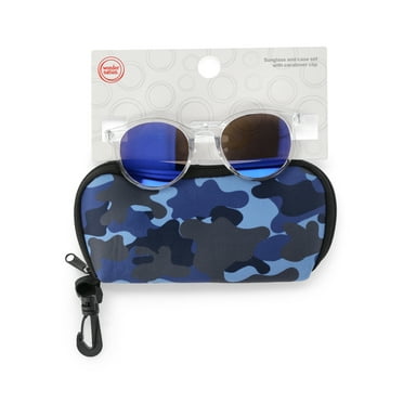 Wonder Nation Boys Round Sunglasses with Camo Print Neoprene Carrying Case, 2-Piece