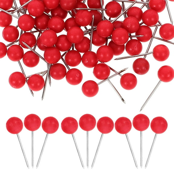 KALLORY 200Pcs Decorative Push Pins Round Head for Office Supplies Home Use Diy Projects Red