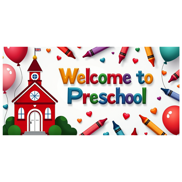 Welcome to Preschool Banner Backdrop Colorful Decorations for Classroom Kid's Party Event Supplies School Props Background Party