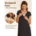thumbnail image 4 of Ekouaer Nursing Nightgown Labor and Delivery Gown Maternity Dress Sleepwear for Breastfeeding V Neck Short Sleeve Nightshirt with Button, 4 of 7
