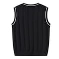 thumbnail image 5 of KPOPLK Fall Unisex Sweater Vest Boy and Girl Cable Knit Cotton Vest Kids Uniform Vest for Little Big Childrens Teenage Size 7-8 Years,Black, 5 of 7