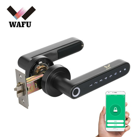 WAFU BT Enabled Fingerprint & Touchscreen Smart Lock Keyless Entry Secure Finger Works with iOS & Android APP Control Rechargeable Cordless Lock Zinc Alloy Lever Door Lock Suitable for Left & Right (Best Lock Screen App)