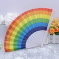 thumbnail image 2 of Rainbow Folding Fan Colorful Fabric LGBTQ Gift Folding Fan for Performance Parade Dance, 2 of 4