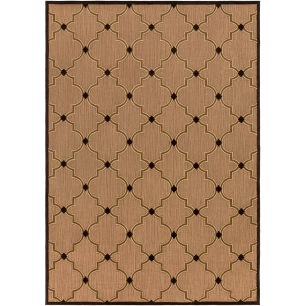 Mark&Day Outdoor Area Rugs, 4x7 Emmanuel Indoor/Outdoor Dark Brown Area