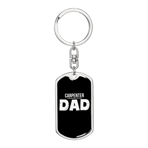 Carpenter Dad Swivel Keychain Woodworker Dog Tag Stainless Steel or 18k Gold