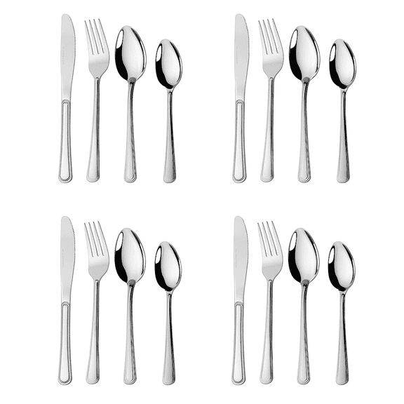 TRB-CREATION 16-piece stainless steel silverware set – durable flatware with forks, knives, spoons, and teaspoons for everyday kitchen dining