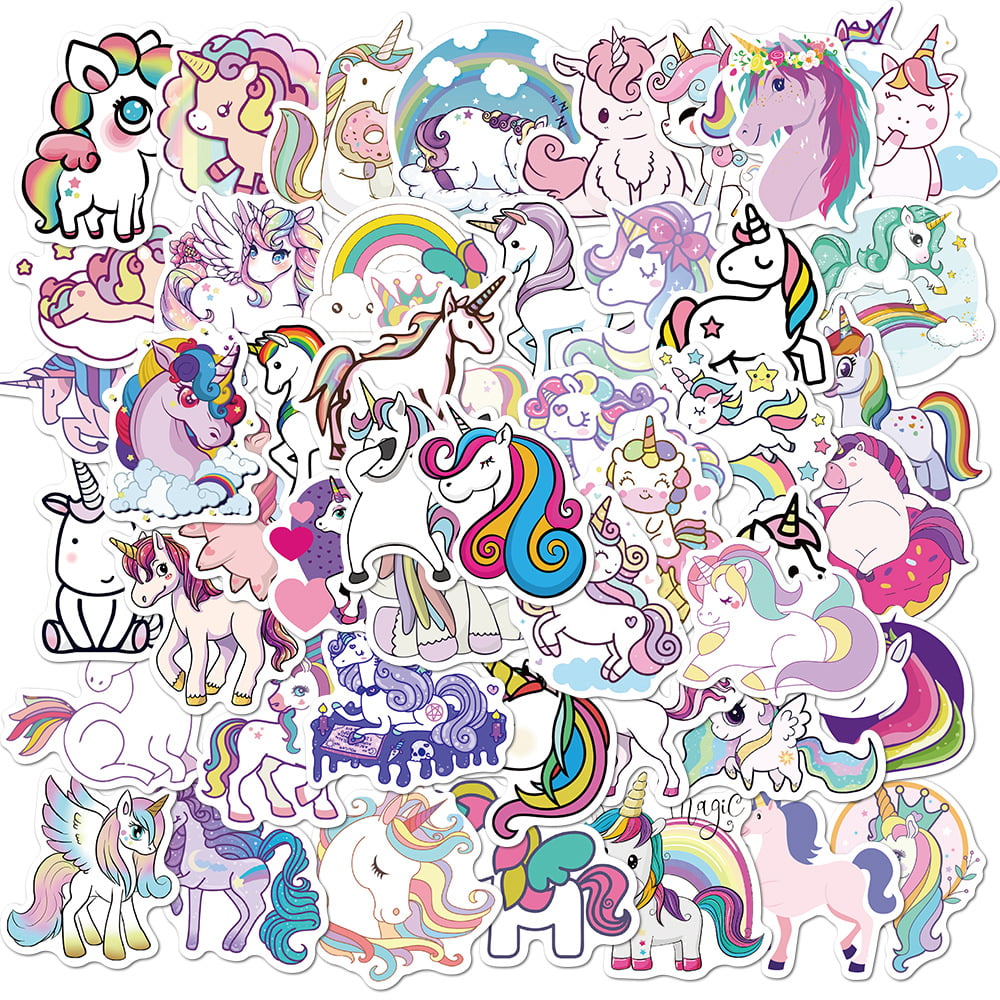 50Pcs Pink Unicorn Theme Stickers  Decals Skateboard Laptop ship free from us 