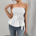 thumbnail image 5 of DuoJiaJ Women's Strapless Tank Top Summer Casual Sleeveless Blouse Beach Vacation Pure Color Basic T Shirt For Women With Jeans Women Vest White M, 5 of 5