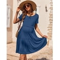 thumbnail image 3 of Vestido de maternidad y lactancia Ekouaer, verano, manga corta, gris y azul, 3 of 6