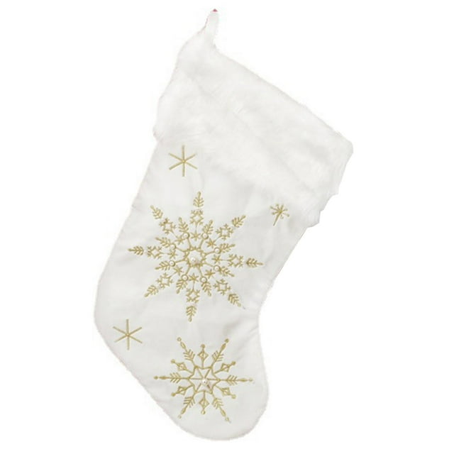 Christmas Socks Pocket Hanging Xmas Tree Ornament 2021 Snowflake Embroidery Pattern New Year Kids Candy Bag