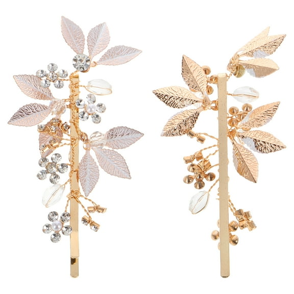 2pcs Bridal Hair Clip With Rhinestones Leaf Design Hair Accessories For Wedding Vintage Hairpin For Women And Bridesmaids