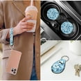 thumbnail image 5 of Pzuqiu 14 Pcs Front Back Car Seat Covers Full Set Steering Wheel Seat Belt Headrest Covers Center Console Pad Coasters Keychain Daily Travel Athletic Automobile Interior Sets Blue Hibiscus, 5 of 7