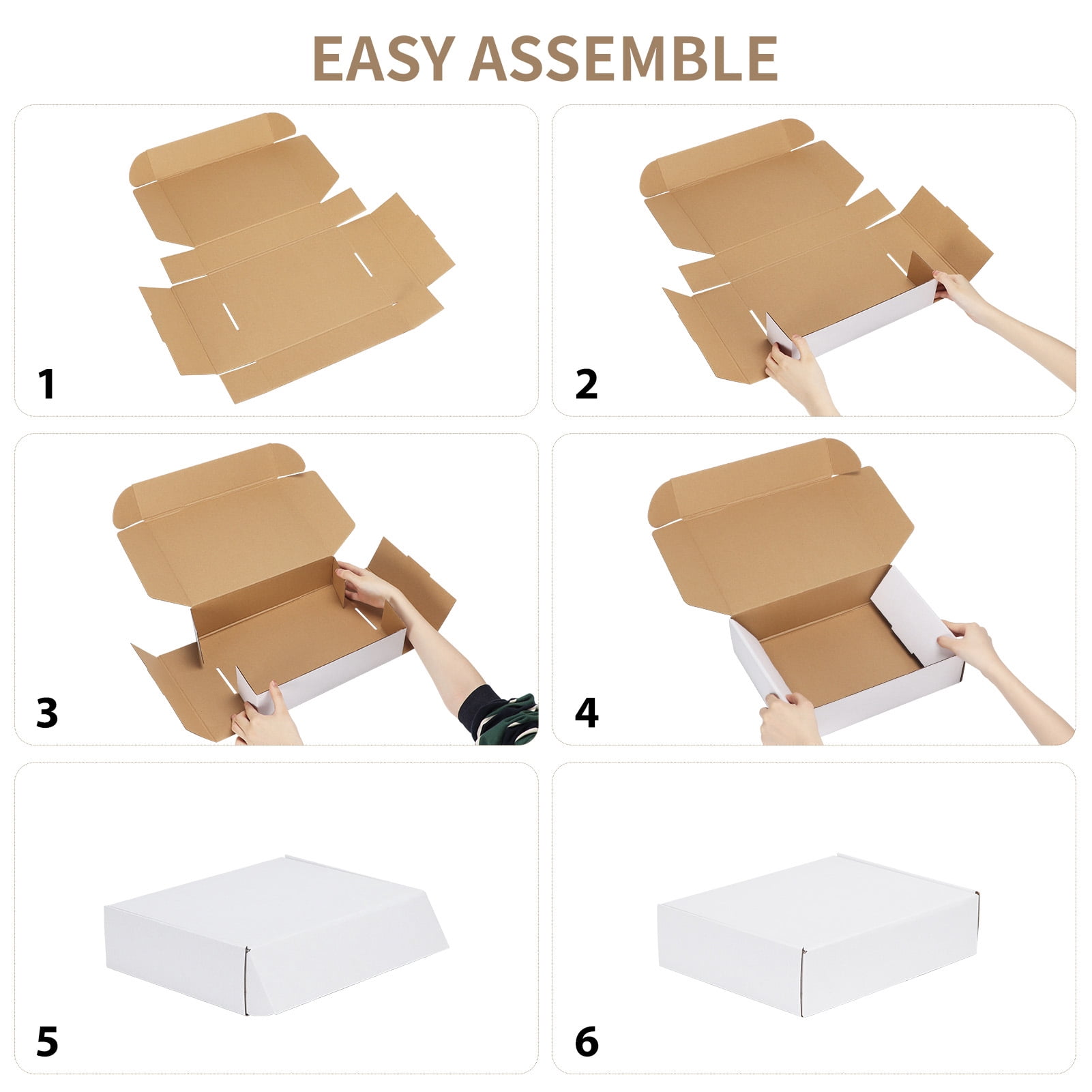 20 Pack 12x9x4 Shipping Boxes, 10 Pack White and 10 Pack Brown Corrugated Cardboard Box for Mailing, Packaging, Small Business