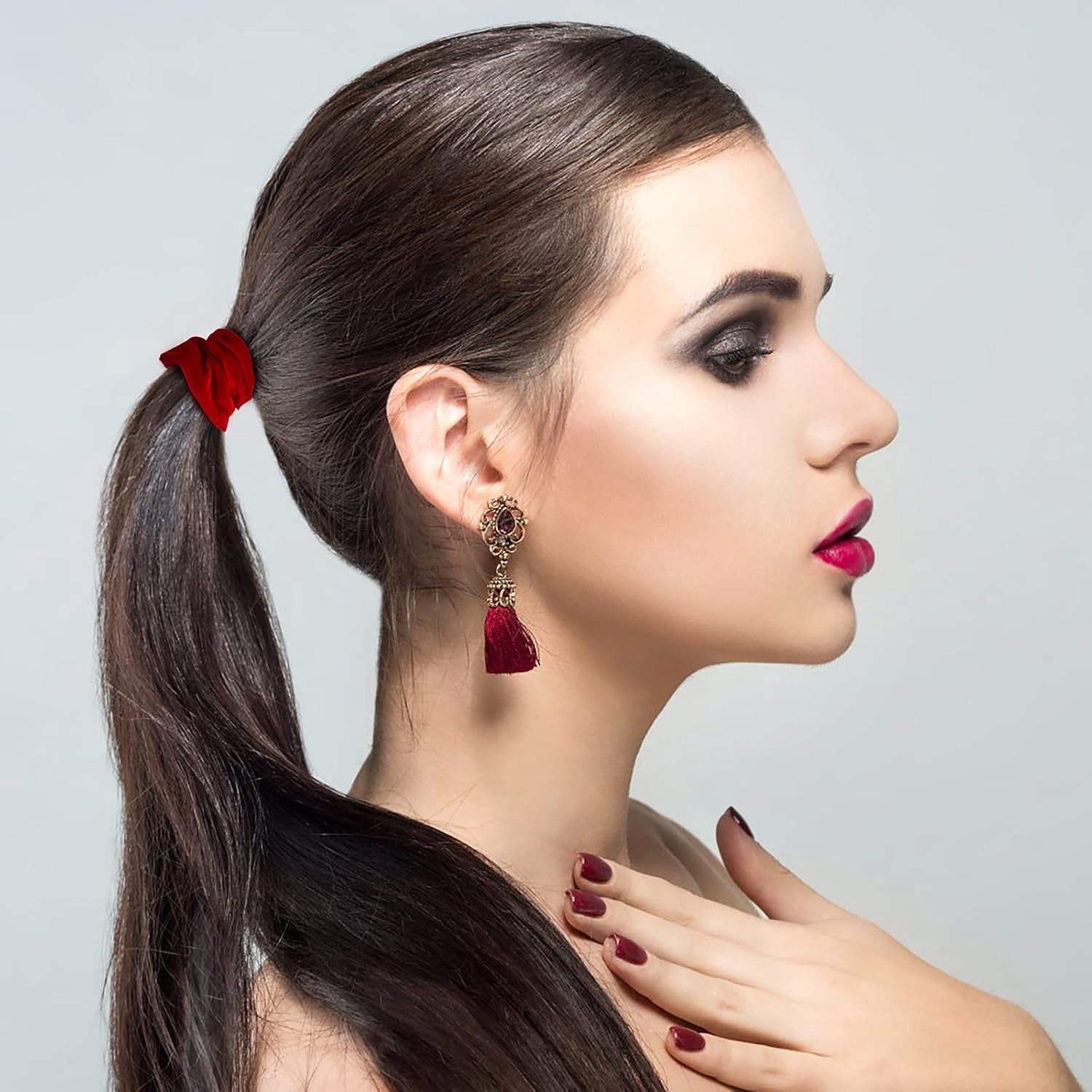 Red Velvet Hair Scrunchies Hair Bands Rope Elastic Ties for Women Valentine's Day Gifts Ponytail Holders Hair Accessories