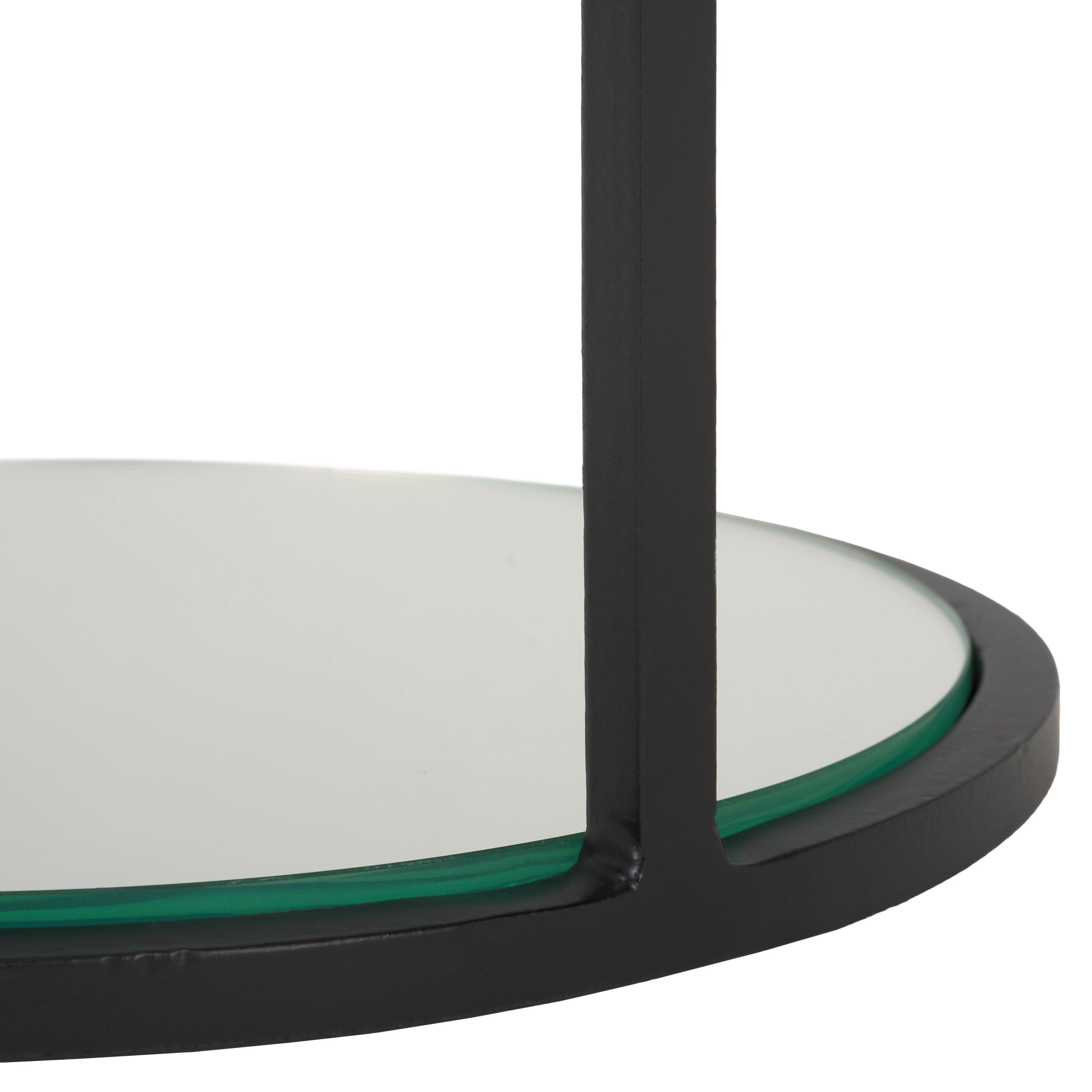 Safavieh Couture Jennibelle Marble and Mirror Round End Table, Black/White