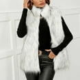 thumbnail image 4 of Fartey Womens Faux Fur Vest Fluffy Shaggy Sleeveless Jacket Dressy Casual Stand Collar Gilet Trendy Winter Warm Fuzzy Waistcoat, 4 of 9