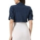 thumbnail image 3 of Chaqueta de mezclilla corta de mujer INSPIRE CHIC con mangas cortas y solapa S Azul Oscuro, 3 of 6